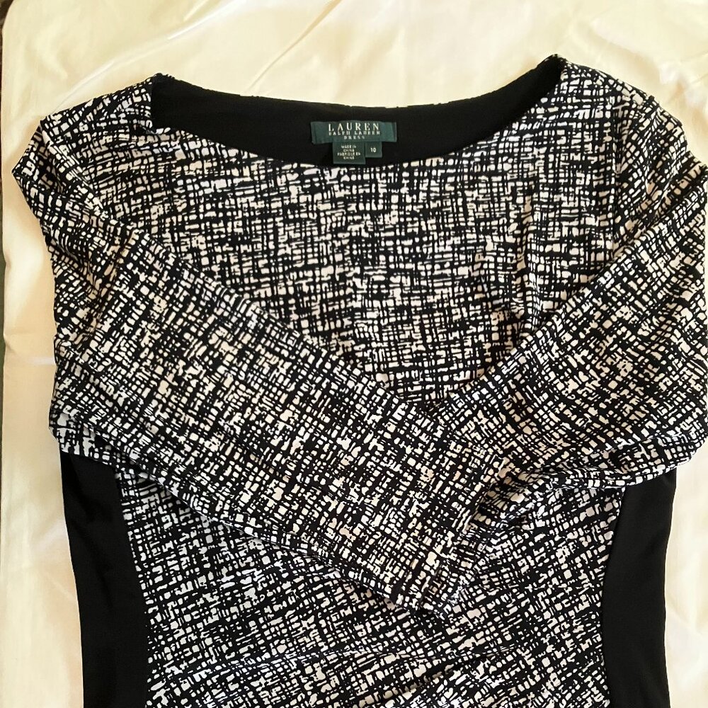 Lauren Black and White lined dress Size 10